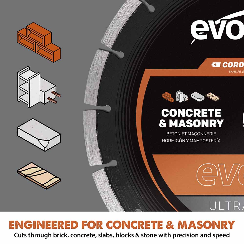 Disc Premium diamantat segmentat EVOMAX 230mm Premium, Ultra-Subtire, Ø230 x 22.2mm - Imagine 3