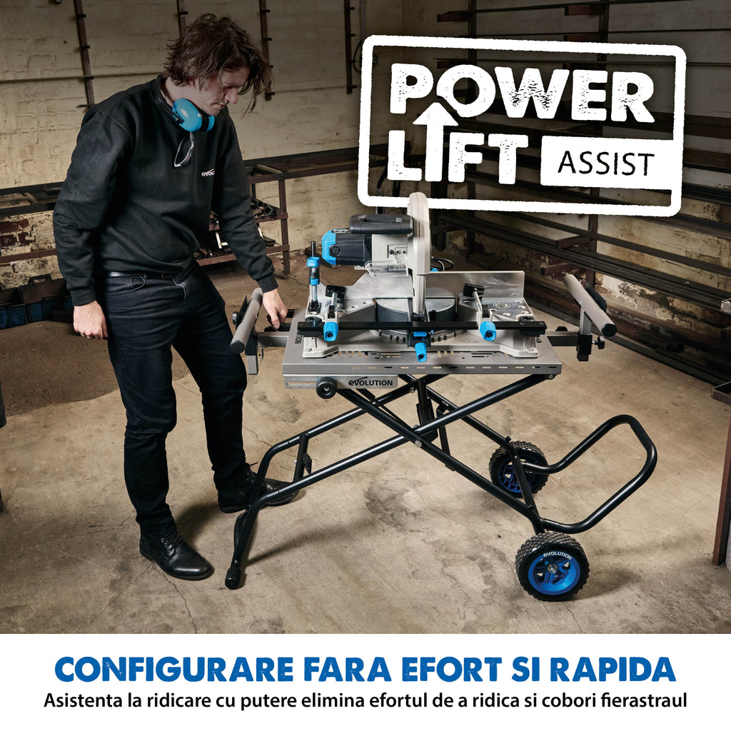 Pachet Fierastrau de debitat metal cu functie de taiere in unghi Evolution S355MCS-G2, echipat cu disc 355mm EVOMAX Cermet Long-Life 80T + Stand Hidraulic — imaginea 20