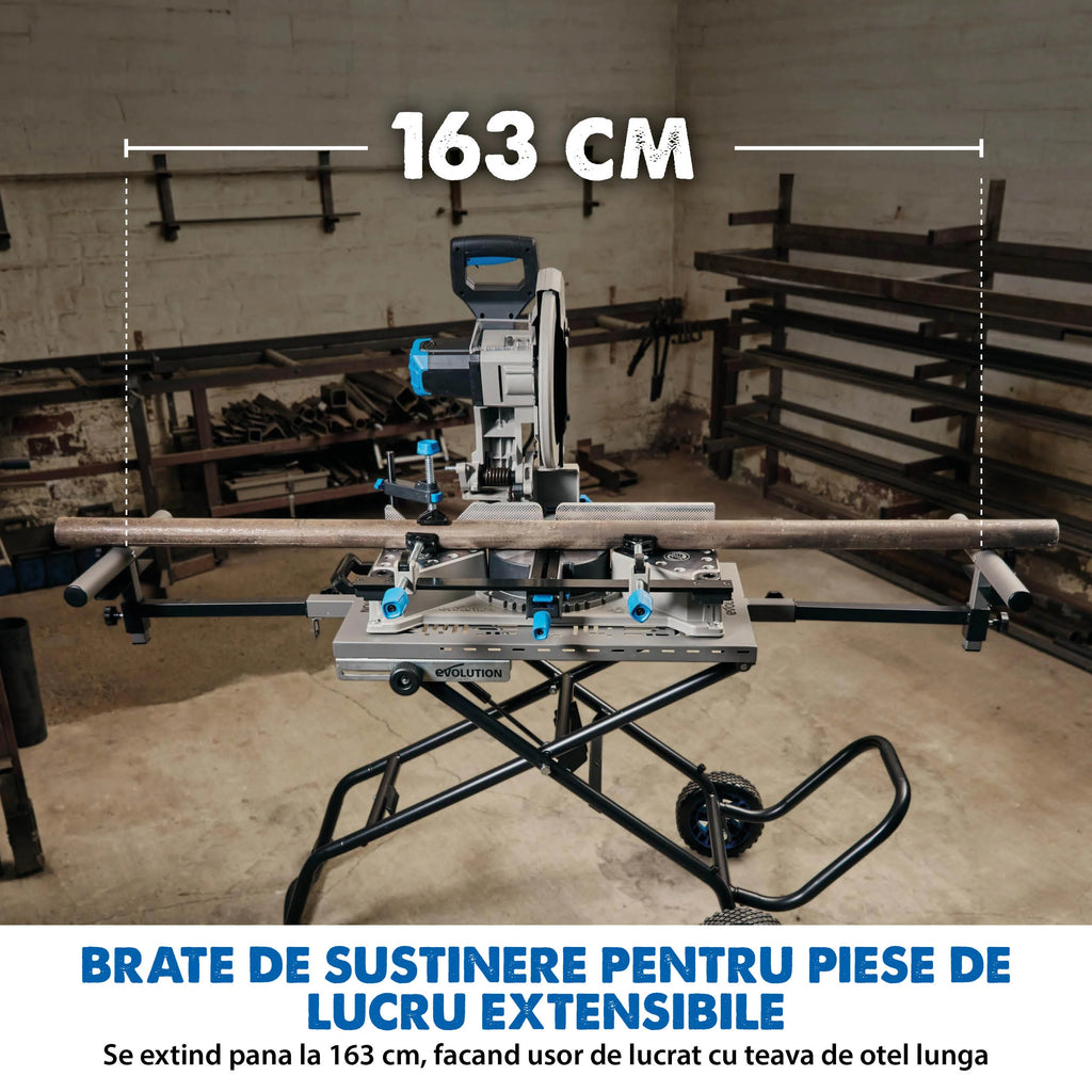 Pachet Fierastrau de debitat metal cu functie de taiere in unghi Evolution S355MCS-G2, echipat cu disc 355mm EVOMAX Cermet Long-Life 80T + Stand Hidraulic — imaginea 11