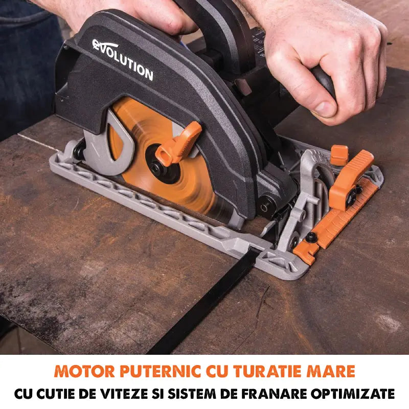 Fierastrau circular de mana, 1600 W, 3900 RPM, Evolution R185CCSX cu disc multi-material 185 mm + sina de ghidaj de 1020 mm - Imagine 5