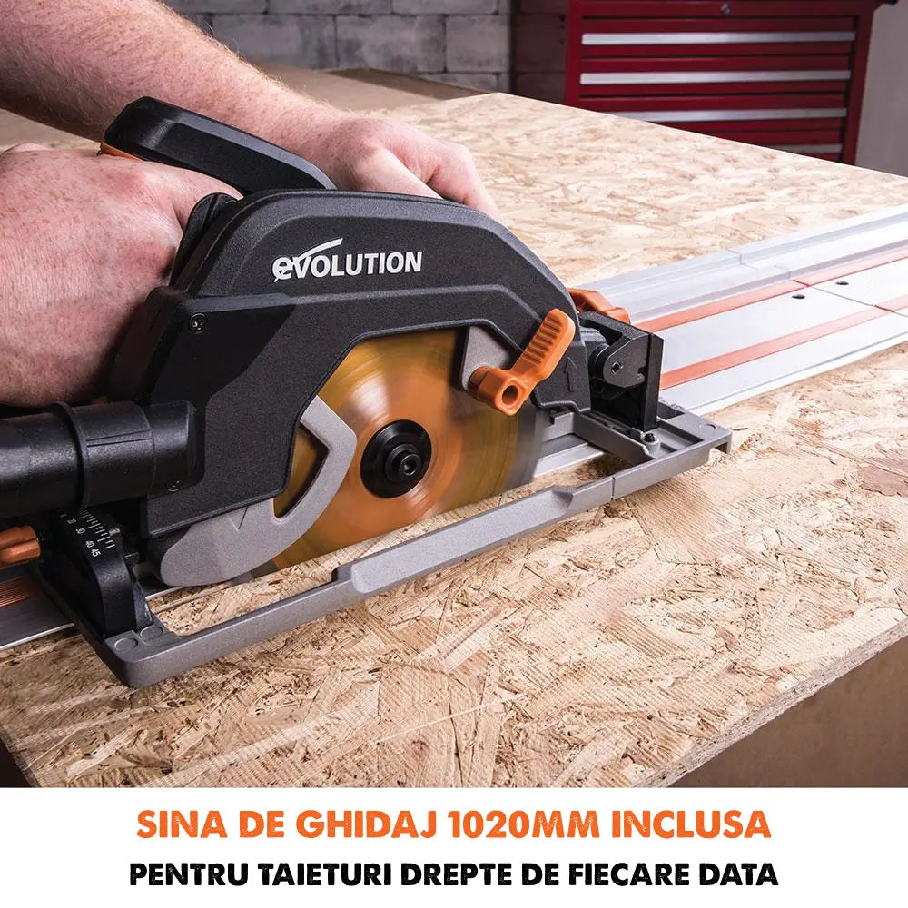Fierastrau circular de mana, 1600 W, 3900 RPM, Evolution R185CCSX cu disc multi-material 185 mm + sina de ghidaj de 1020 mm - Imagine 4