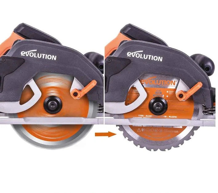 Fierastrau circular de mana, 1600 W, 3900 RPM, Evolution R185CCSX+ cu disc multi-materiale 185 mm + geanta - Imagine 16