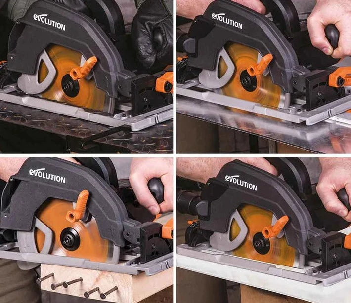 Fierastrau circular de mana, 1600 W, 3900 RPM, Evolution R185CCSX+ cu disc multi-materiale 185 mm + geanta - Imagine 2