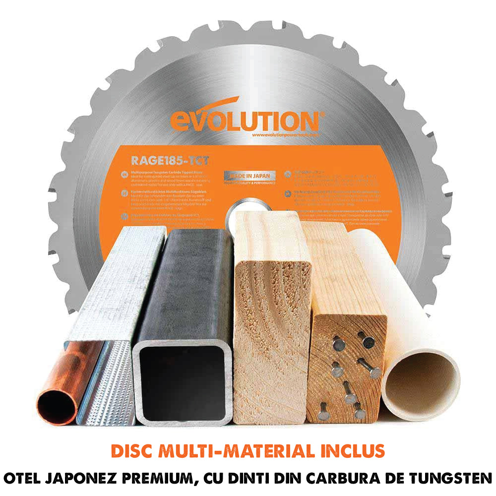 Fierastrau circular Evolution RAGE4 cu disc de taiere multi-materiale de 185 mm - Imagine 2