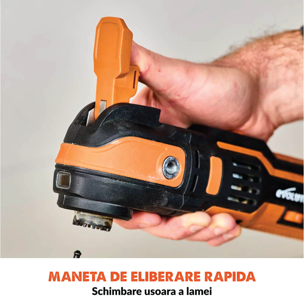 Unealta multifunctionala oscilanta Evolution R18MLT-Li 18V Li-Ion EXT (fara baterie) - Imagine 9