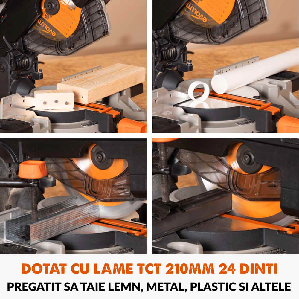 Fierastrau circular combinat cu masa Evolution R210MTS-G2 cu disc de taiere multi-materiale de 210mm, 1500W - Imagine 10