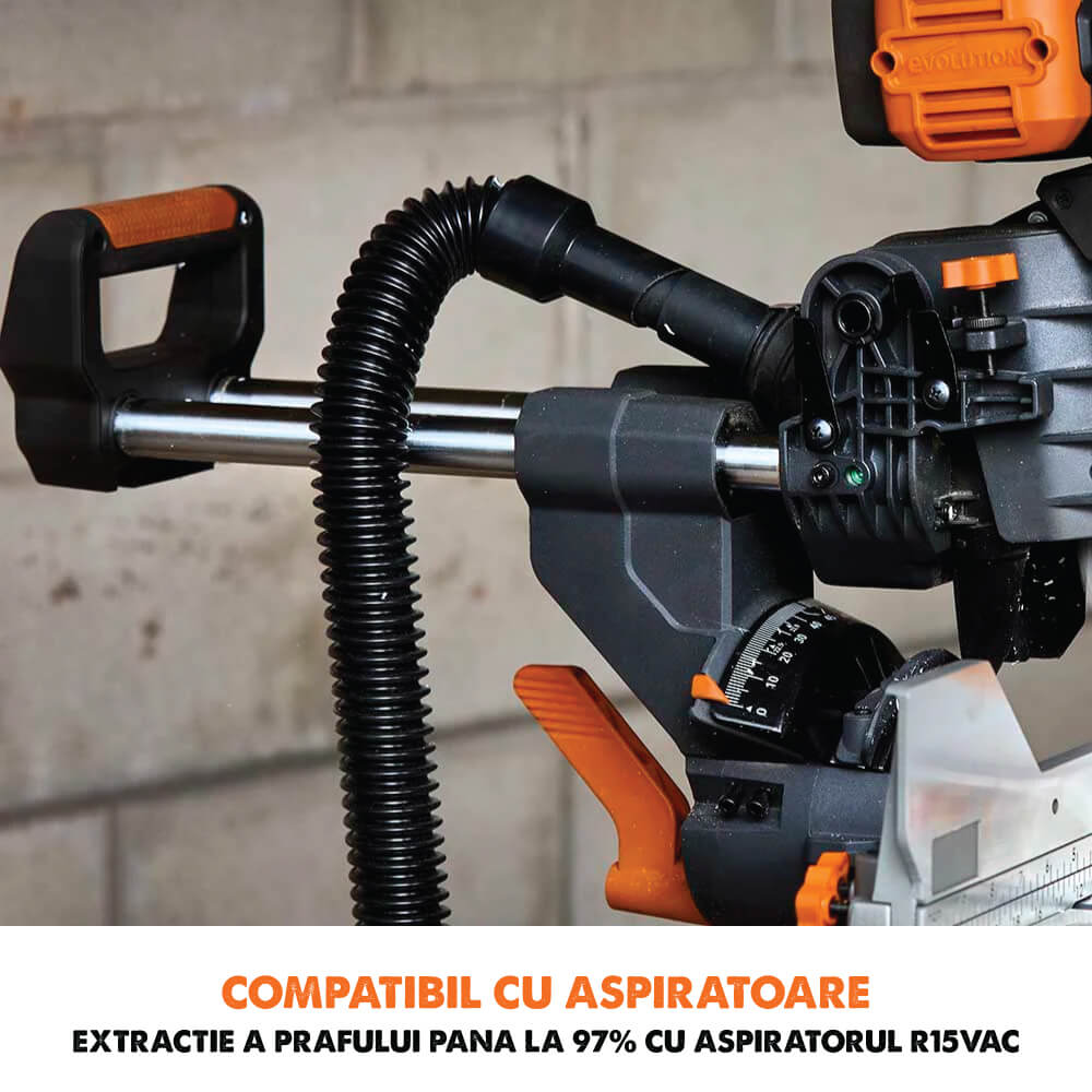 Pachet fierastrau circular stationar multifunctional cu acumulator Evolution R255SMS-DB-Li 18V Li-Ion EXT 255mm + stand - Imagine 9