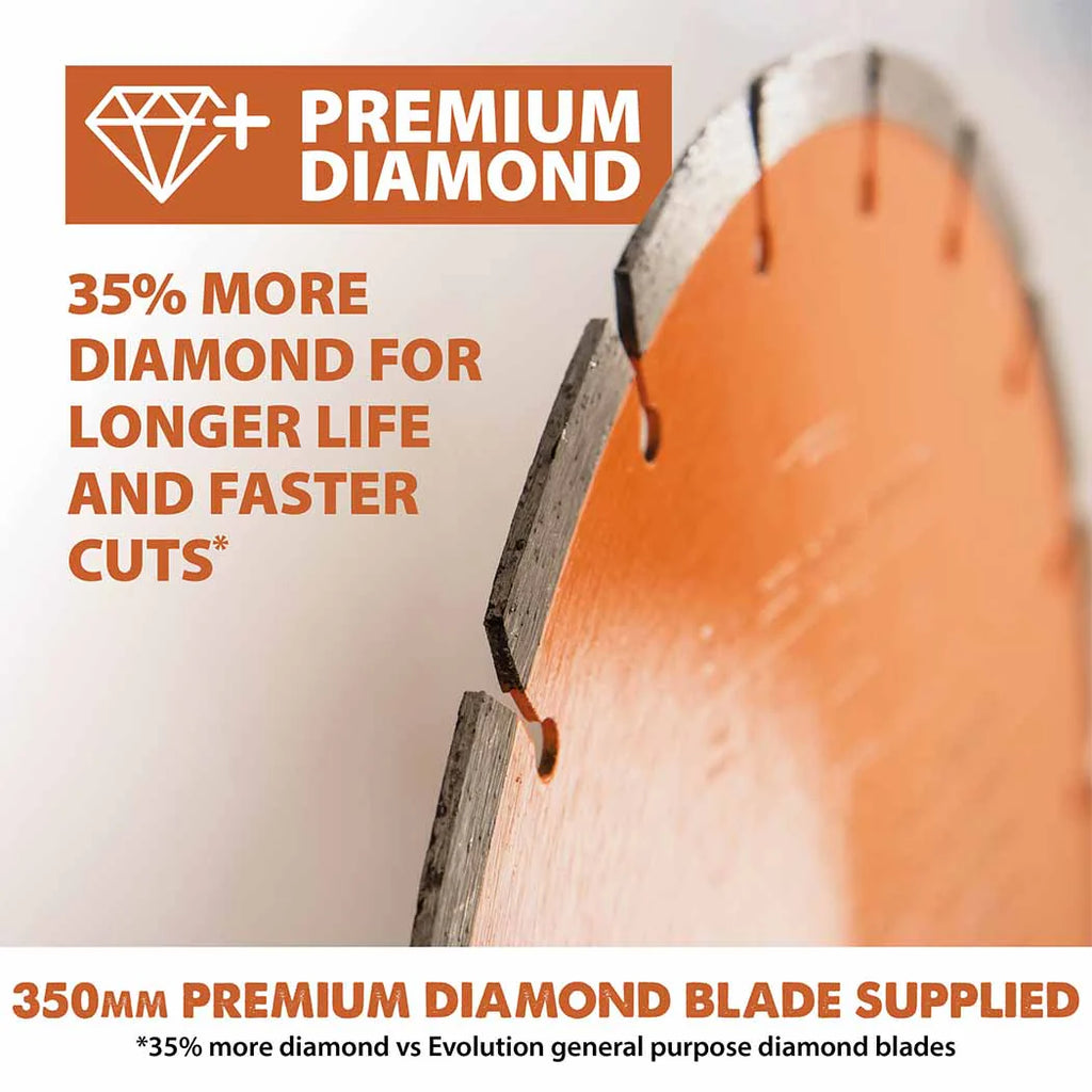 Disc Premium diamantat segmentat multifunctional, pentru masinile de taiat, Ø350 x 22.2 mm - Imagine 6
