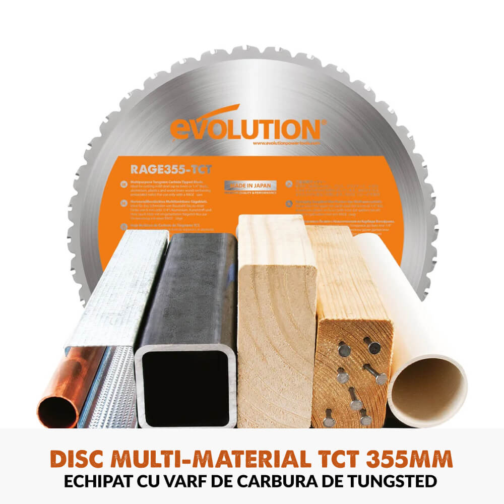 Pachet fierastrau debitat Evolution R355CPS + disc multi-materiale + disc lemn - Imagine 8