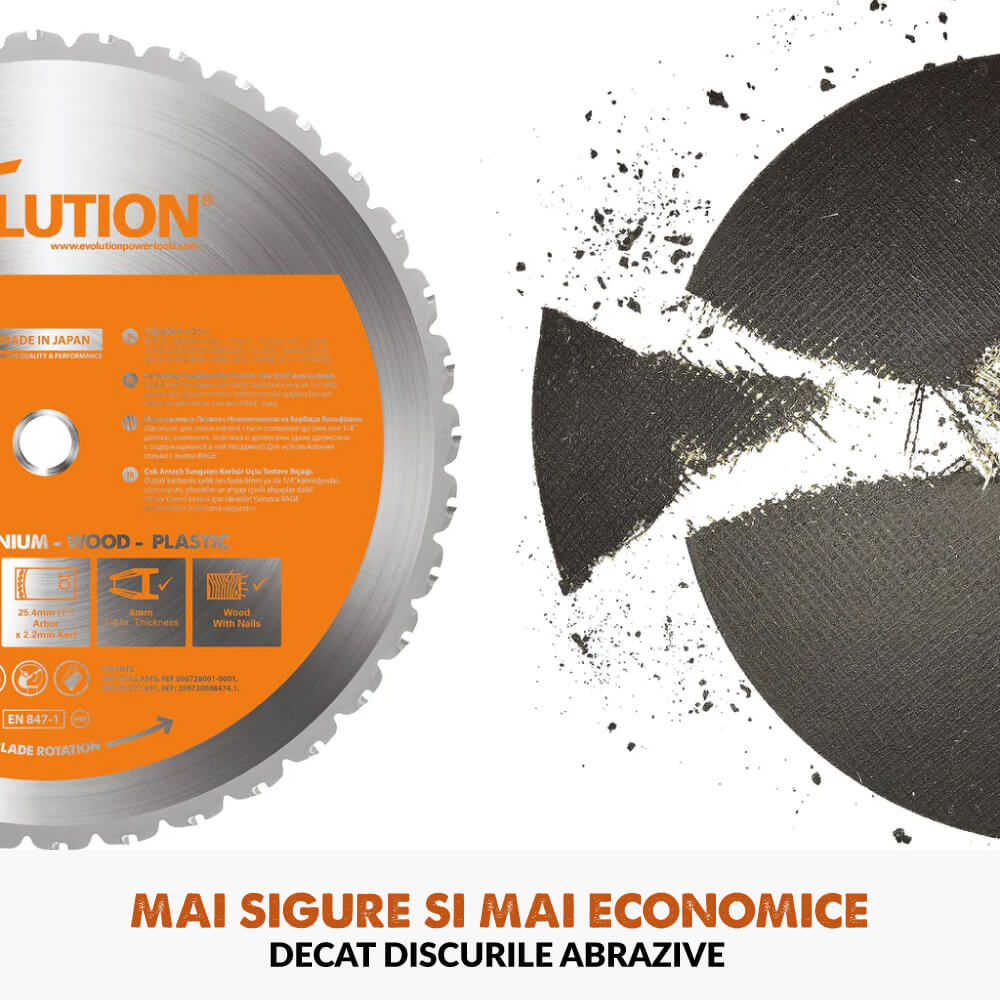 Pachet fierastrau debitat Evolution R355CPS + disc multi-materiale + disc lemn - Imagine 13