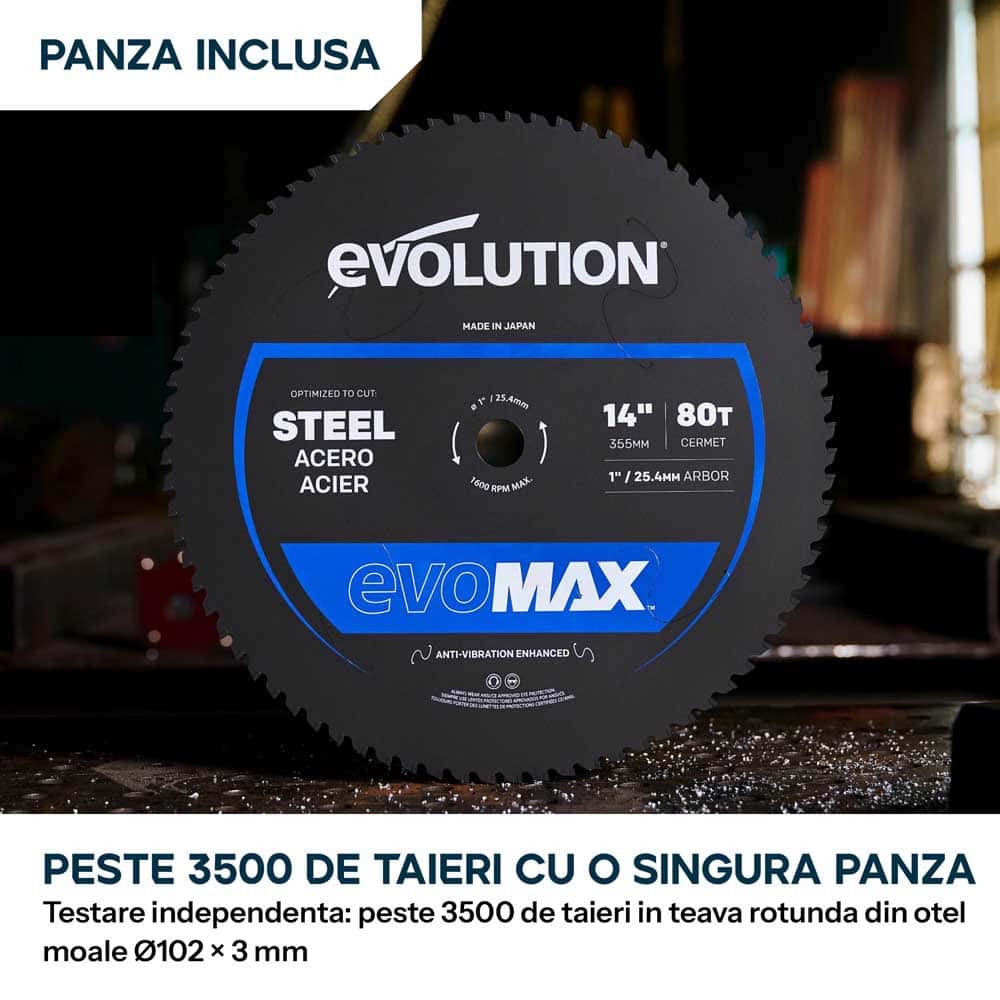 Fierastrau de debitat metal Evolution S355CPS Gen 2 cu disc 355mm EvoMax si tehnologie inteligenta a motorului - Imagine 8