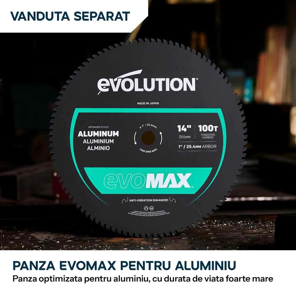 Fierastrau de debitat metal Evolution S355CPS Gen 2 cu disc 355mm EvoMax si tehnologie inteligenta a motorului - Imagine 4