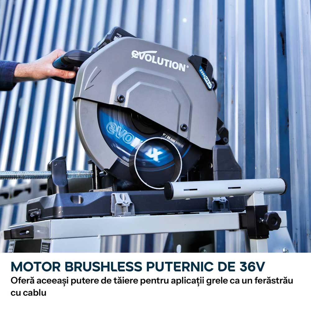 Fierastrau de debitat metal cu acumulator Evolution S355CPS-Li cu motor Brushless 36V si disc EvoMax - Imagine 7