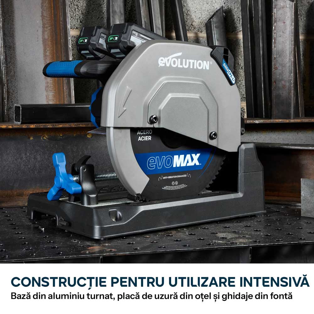 Fierastrau de debitat metal cu acumulator Evolution S355CPS-Li cu motor Brushless 36V si disc EvoMax - Imagine 10