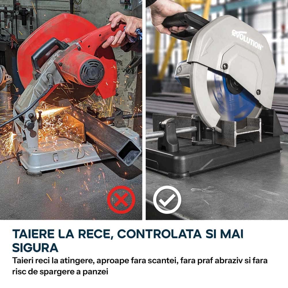 Fierastrau de debitat metal Evolution S355CPSL cu disc TCT 355mm pentru otel moale - Imagine 5