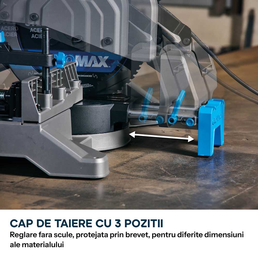 Pachet Fierastrau de debitat metal cu functie de taiere in unghi Evolution S355MCS-G2, echipat cu disc 355mm EVOMAX Cermet Long-Life 80T + Stand Hidraulic — imaginea 16