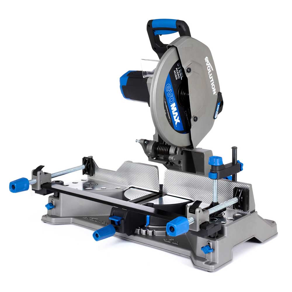 Pachet Fierastrau de debitat metal cu functie de taiere in unghi Evolution S355MCS-G2, echipat cu disc 355mm EVOMAX Cermet Long-Life 80T + Stand Hidraulic — imaginea 2