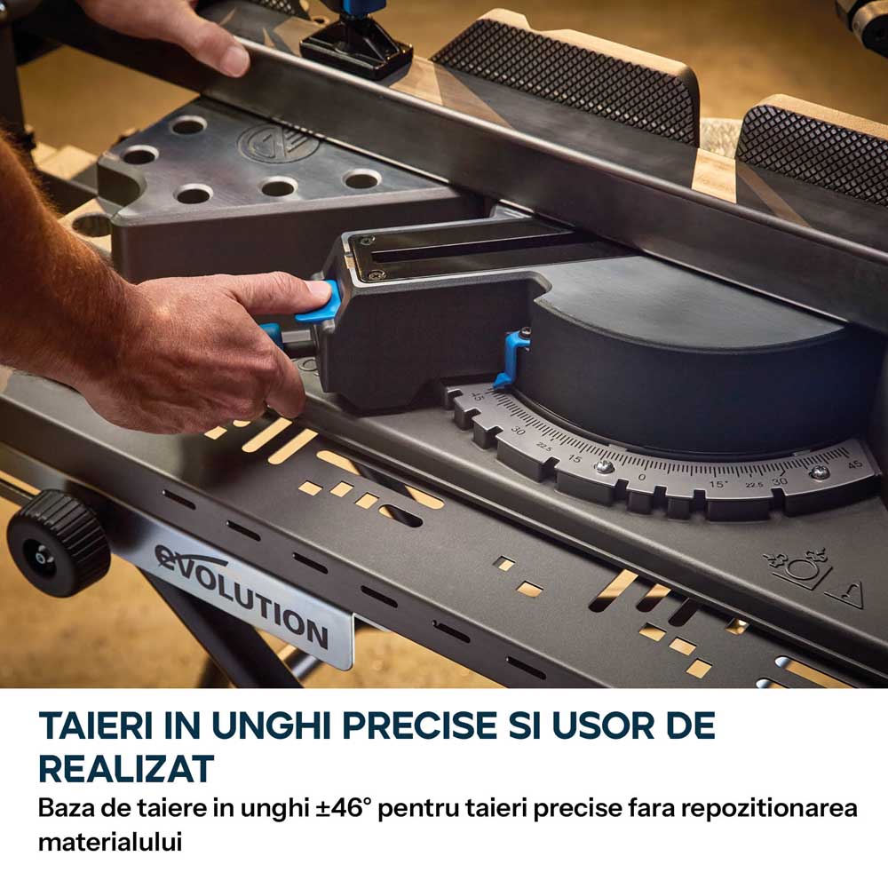 Pachet Fierastrau de debitat metal cu functie de taiere in unghi Evolution S355MCS-G2, echipat cu disc 355mm EVOMAX Cermet Long-Life 80T + Stand Hidraulic — imaginea 6