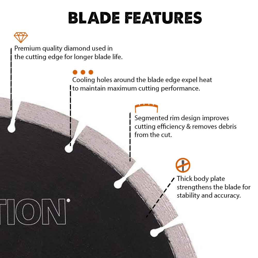 Disc diamantat segmentat multifunctional pentru masini de taiat, Evolution Ø255 x 22.2 mm - Imagine 4