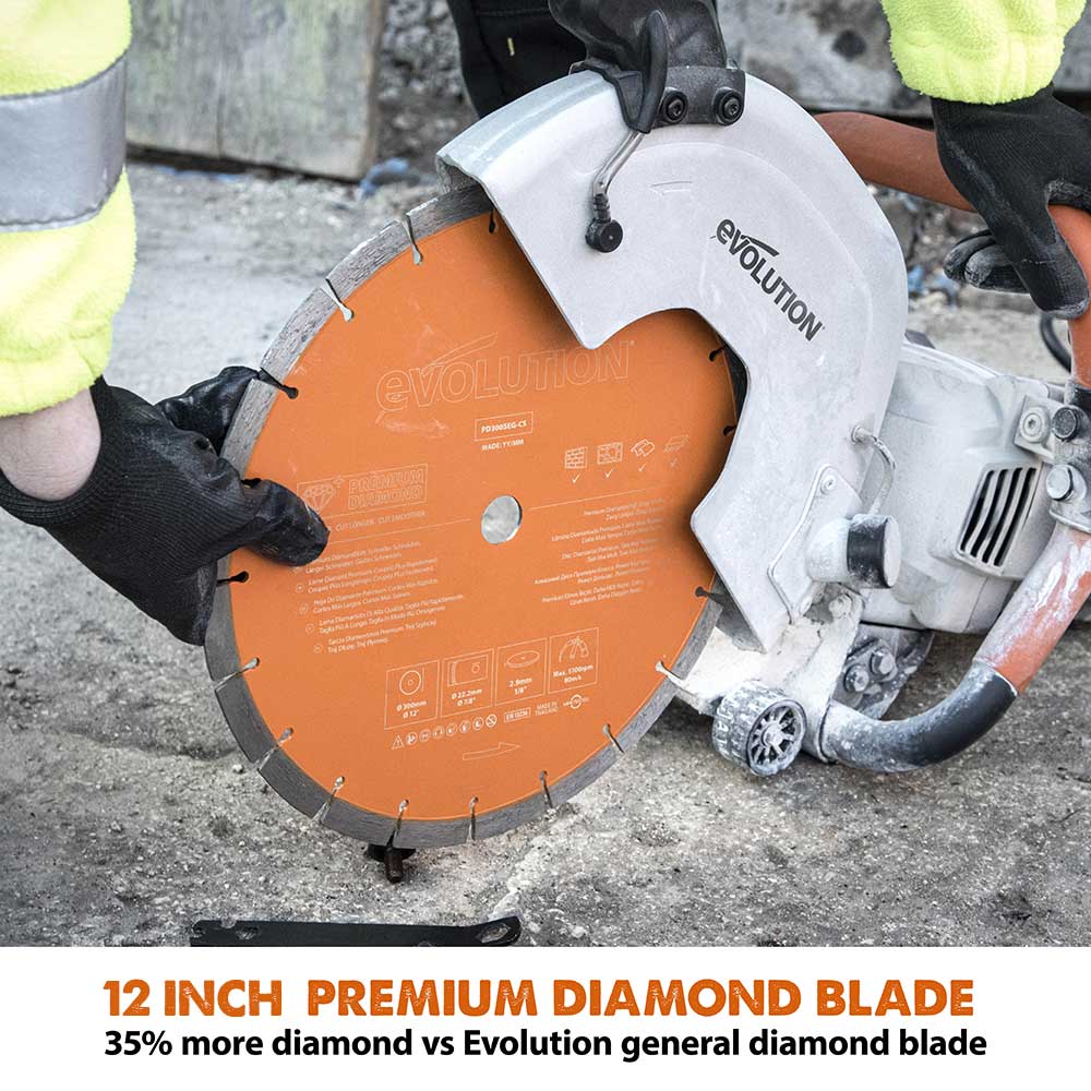 Disc Premium diamantat segmentat multifunctional, pentru masinile de taiat Evolution 300mm, Ø300 x 25.4 mm - Imagine 4